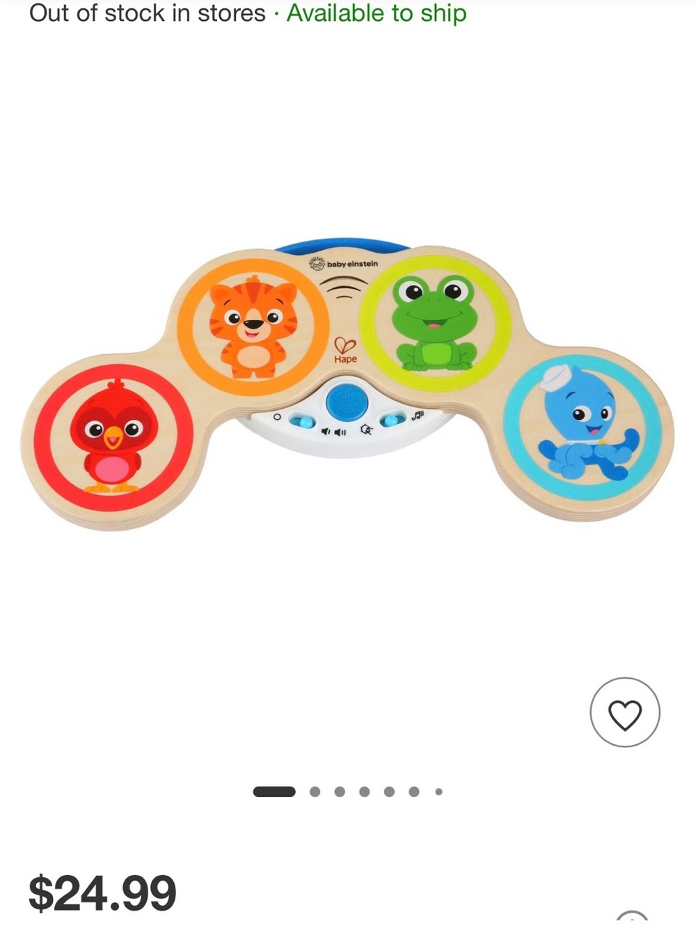Baby Einstein Hape Magic Touch Drums Wooden Musical Toy Toddler